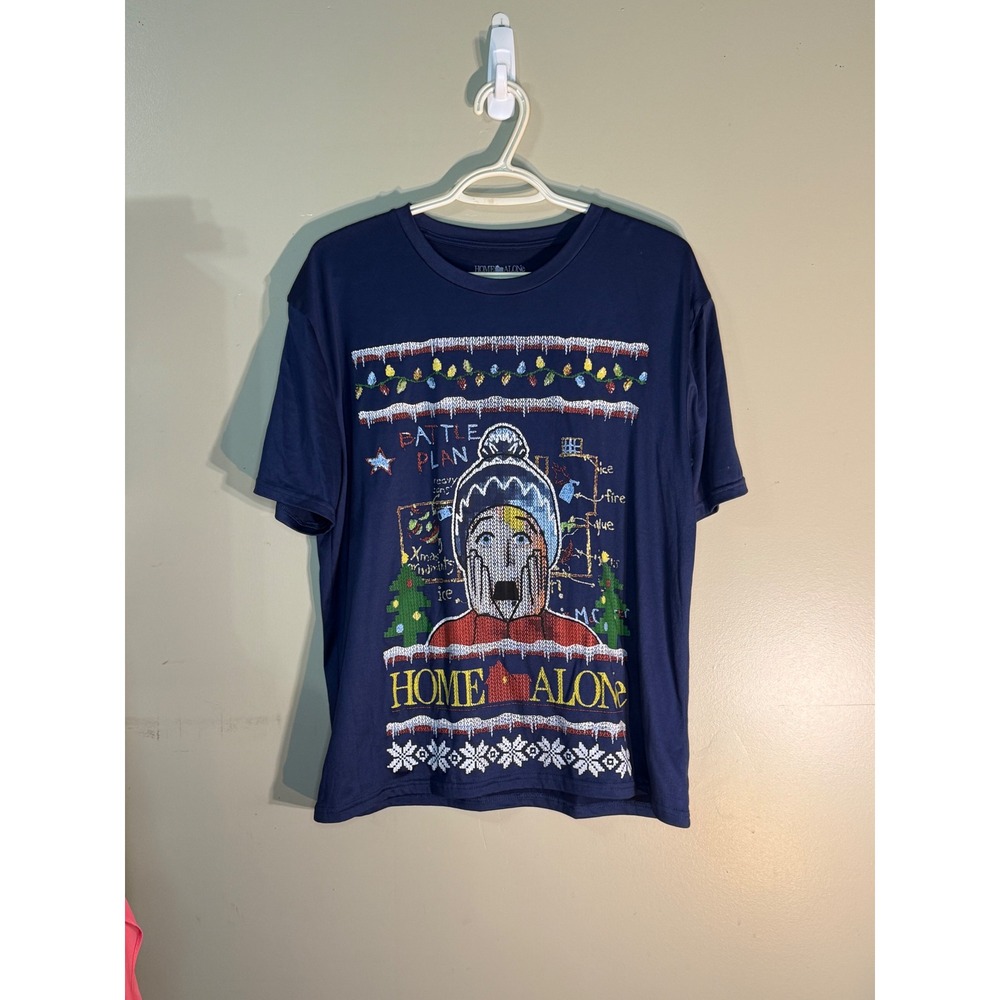 Home Alone Kevin McCallister Battle Plan Christmas T-Shirt Navy Blue Medium